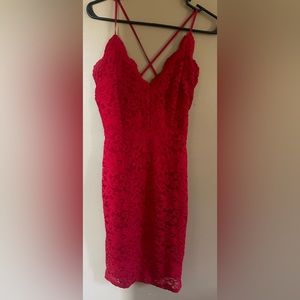 Red lace bodycon dress
